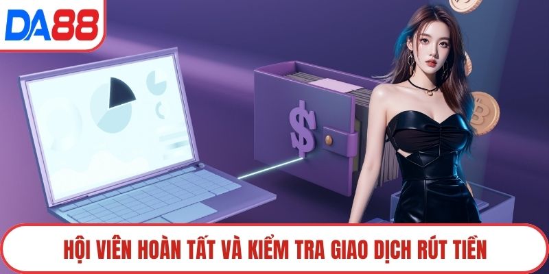 Hội viên hoàn tất và kiểm tra giao dịch rút tiền
